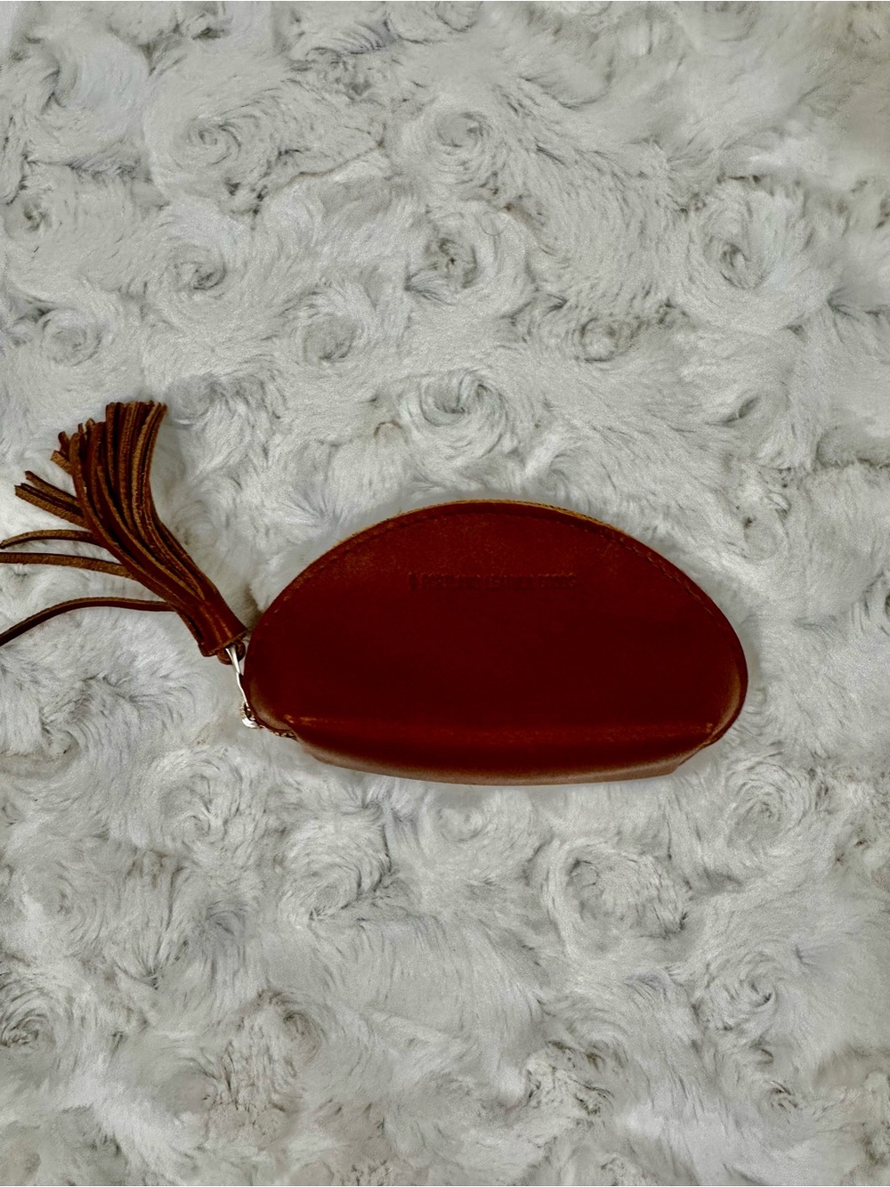 Portland Leather Brown Oval Tassel Cosmetic Pouch